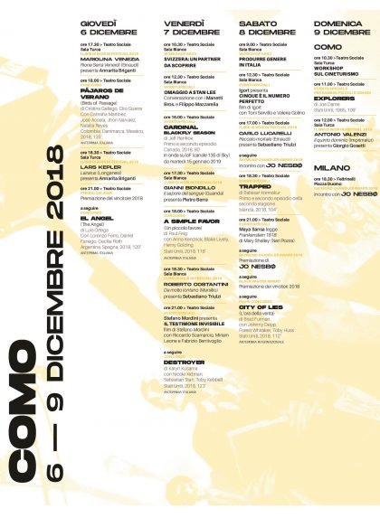 Noir in Festival - Programma 2018
